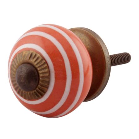 Orange Striped Small Ceramic Dresseer Knobs
